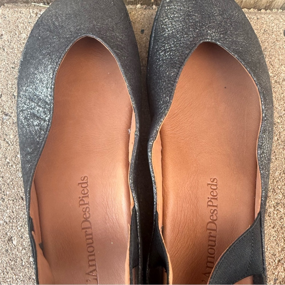 L’Amour Des Pieds Women’s Leather Silver Sparkle Slip On Sling Back Flats 10 - Picture 6 of 10